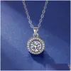 Anhänger Halsketten S925 Sterling Sier Sailorom Round Big Shining Crystal Stone Cubic CZ Zirkon Diamantdesigner Halskette mit Kasten C Dhaql