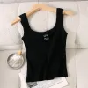 여성 탱크 탑 여름 슬림 소매 소매 범위 Camis Croptop 아웃복 탄성 스포츠 니트 탱크 01