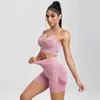 Tracksuits voor dames Normaten Fitness Set Women Sports Push Up Bra Gym Suit High Taille Naadloze Kleding Outfits Shorts 1/2pcs Vrouwelijke set Y240426