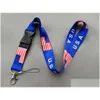 Car Key 2 Styles Trump U.S.A Removable Flag Of The United States Chains Badge Pendant Party Gift Moble Phone Lanyard Drop Delivery Aut Otnlf