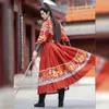Ethnic Clothing Chinese Traditional Vintage Dragon Printed Hanfu Halloween Cosplay Costume Ancient Chinese Traditional Dress Red Hanfu Men