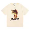 Högkvalitativ original Rhuder Designer T Shirts Small Fashion Angeles Tiger Print Kort ärm Tshirt Fashion Märke Mens kvinnor Löst underrock med 1: 1 logotyp