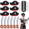Toys 624 Sets Kids Pirate Birthday Party Favors Captain Pirate Hat Costume Patch iatable Swords Adults Halloween Cosplay