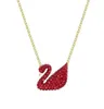 Vrouw mode 14K gouden zwaan hanglank ketting kloppen hart diamant designer ketting