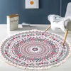 Ręcznie tkany bawełniany dywan retro bohemian okrągły łóżko geometryczne mata podłogowa salon wystrój domu boho mandala dywanik 240423