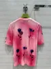 426 2024 Runway Summer Märke Samma stil Kort ärm Pink Flora Print Crew Neck Fashion Clothes Högkvalitativ kvinnor Weilae377