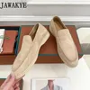 Casual schoenen Kid Suede Spring Summer Walk Loafers Lazy Mules Women Round Toe slip op Penny Flat Unisexy voor man vrouw