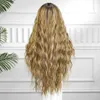 Синтетические парики Charmsource кружев передний парик коричневый Umbrey Blonde Synthetic Long Curly с темными корнями, подходящими для женской ежедневной ролевой ролевой ролевой игры Q240427