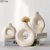 Vases creux circulaire en céramique vase fleurs pots de bureau décoration arrangement flor
