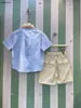 Новые детские спортивные костюмы детская дизайнерская одежда мальчики с двумя частями размером 100-150 см. Летняя синяя рубашка и сетка