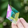 Estatuetas decorativas de 63 mm de cristal rômbico pendente pendente de vidro de vidro Prism Facetado SunCatcher Rainbow Maker Acessórios de jardim ao ar livre