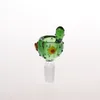 2pcs / boîte en gros en gros en stock couleur verte modèle cactus mignon bols en verre pas cher bols en verre 14 mm bols fumeurs en verre pour fumer du bang en verre