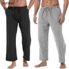 Men's Pants Sweatwear Casual Cotton Solid Color Breathable Linen Trousers Male Elastic Waist Drawstring Fitness