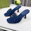 Designer Sandals Chaussures glissades pantoufles Femmes talons mule classique Printing Le cuir chambre pantoufle house chaussures hautes sandales de qualité supérieure