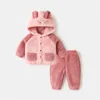 Clothing Sets Toddler Boys Track Set Child Infant Kids Baby Girls Cute Cartoon Fleece Long Sleeve Patchwork Blouse Tops Plaid