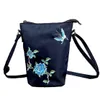 Orijinal Çin tarzı işlemeli cep telefonu çantası kadın çantası yaz mini çapraz gövde çantası kelebek işlemeli retro su geçirmez bez