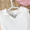 Kläderuppsättningar Suefunskry Little Girls Summer 3 Piece Outfits White Sleeveless Ribbed Tank Topps Plaid kjol Basket Set