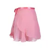 Saia de chiffon dança de balé de cor pura colorida prática de estampa floral colheita de collant mulher meninas 240420