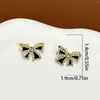 Stud Earrings Bohemian Rhinestone Black Bow Women Elegant Shiny Beads Ear Fashion Simple Bowknot Earring For Girls