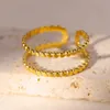 Bröllopsringar vintage koreansk stil rostfritt stål ringar guld färg öppen fingerring för kvinnor bröllop vattentäta smycken nya tillbehör