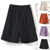 Dames shorts Comfortabele brede broek Elegant high-taile pak voor vrouwen stijlvolle elastische taille werkkleding