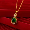 Colliers de pendentif chute d'eau rouge Collier pendentif pour femmes 24k True Gold plaqué 45 cm Chaîne de laine à quatre feuilles Clover Ruby Pendant Femmes Giftwx