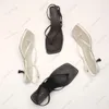 サンダルの革の靴フランス語革の革のつま先クリップスクエアキッテンヒールバック空の夏のミドルヒール3