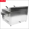 Commercial Gas Fryer 6lx2 Deep Rostfri Steel Machine Två tankar Double Sieve Chicken/French Kitchen Restaurant Food 0429