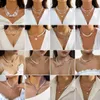 Ny designad retro pärla skarvning nackkedja halsband kvinnlig söt rund pärla kedja skiktade choker halsband smycken bröllop födelsedagsfestival present