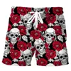 Pantaloncini da uomo divertente fiore di cranio con stampa 3d in spiaggia maschi di moda da nuoto casual streetwear pantaloni corti per le vacanze surf tronchi