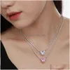 Colliers de pendentif S925 Sterling Sier Love Heart Designer Collier Sweet Wedding Bijoux Nature Nature Autrichie Crystal Sailormoon fl Dhzmh