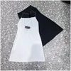 Basic Casual Dresses Backless Slip Triangle Label Bead Chain Sling Black Y Dress Slimming Off-The-Shoder Skirt Drop Delivery Apparel W Otsf0