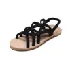 Sandálias de corda de cânhamo para estudantes femininas palha tecido de verão tiras de tiras de praia femininas e chinelos sapatos femininos 240425