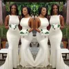 Sweep Designer Dress Sirène Ivory Train Bridesmaid Satin Simple 2021 African Plus Taille Maid of Honor Robe Country Wedding Party Wear Vestido