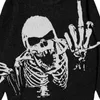 T-shirty męskie Duża promocja Y2K Europejska i jesienna zima męskie gotycka swobodna czarna luźna druk vintage dzianinowy sweter H240429
