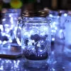 Dekorationer Solar Mason Jar Light Waterproof Fairy Firefly Jar Lids Lamp för Holiday Party Christmas Patio Lawn Garden Decor Lighting