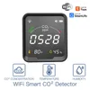 CO2 MONITOR DETECT WiFi Tuya Indoor 3 In 1 Sound Alarm Smart Home Automation Air Quality Sensor Life App Multifunktionell