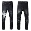 Youth Street Amiirii Purple Letter Cotton Jeans Mens Micro Demin Fashion Tight Jean 2024 Elastic Angel Pattern Black Denim Casual Pants ZAAT