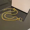 Varumärkesdesigner mässing pendeller halsband har frimärken klassiska avancerade koppar lyxiga guldpläterade bokstäver choker hänge halsband länk kedja smycken gåvor tillbehör tillbehör