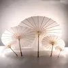 Swobodny 20 30 40 60 cm Vintage chińskie rzemiosło biały papier parasol letni dekoracje na zewnątrz papierowy uchwyt Parasol Wedding Akcesoria podróży HO03 B4