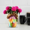 Vases Desktop Planters Colorful Women Head Planter Pot For Indoor Outdoor Plants Succulents Herbs Unique Rainbow Face Home
