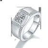 Custom luxury blanc plaqué S925 Bijoux en argent Qualité Moisanite Circulaire 1,0ct High Mens Diamond Ring Engagement