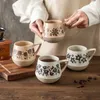 Mugs Stoneware Coffee Cup Vintage Personliga växter Amerikanska keramiska handgjorda och enkel kopp kreativ frukost japansk stil J240428