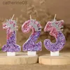 Velas 2º Aniversário Candle Cake Topper Color Alteração Criativa número 2 Candle Princess Crown Girl 1st Happy Birthday Party Decoration D240429