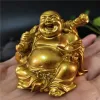 Dekoracje złoty śmiech Buddha Statua Chińska feng shui Lucky Money Maitreya Buddha Rzeźba figurki domowe dekoracja ogrodu posąg