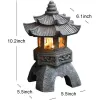 Decorations Garden Solar LED Pagoda Lantern Statue Light Outdoor Japanese Resin Landscap Decorative Lamp Ornament for Balcony Garden