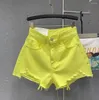 Kvinnors shorts 2024 Summer Style Wide Leg Pants Candy Color Hole Jeans All-Match High midja A-Line Women Beach Pantalon