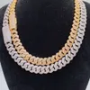 Collana di gioielli hip hop da 15 mm a catena cubana ghiacciata diamante moissanite popolare con i rapper