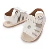 Sandały 0-18m nowonarodzone buty dla dzieci dziewczyna urocze kwiat Summer Pu miękki guma Sole anty slip dziecko Pierwszy krok buty Sandalsl240429