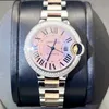 Unisex compone orologi di lavoro automatico Carter Womens Watch Blue Balon Pink Shell Master Plate 33 Diametro Diamond Set Mechanical W6920098